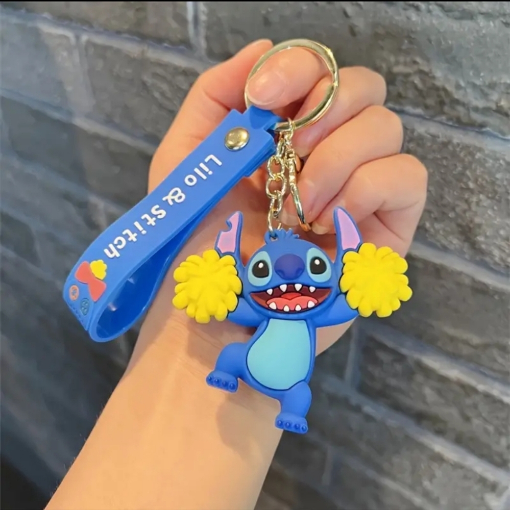 Stitch Cheerleader Silicone Bag charm Keychain Large NEW